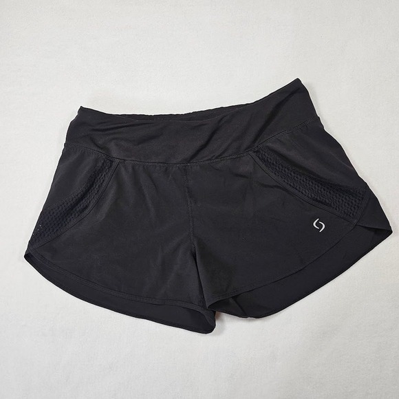 Moving Comfort Pants - Moving Comfort Womens Black Mesh Panel Running Shorts Rear Zip Pocket Medium